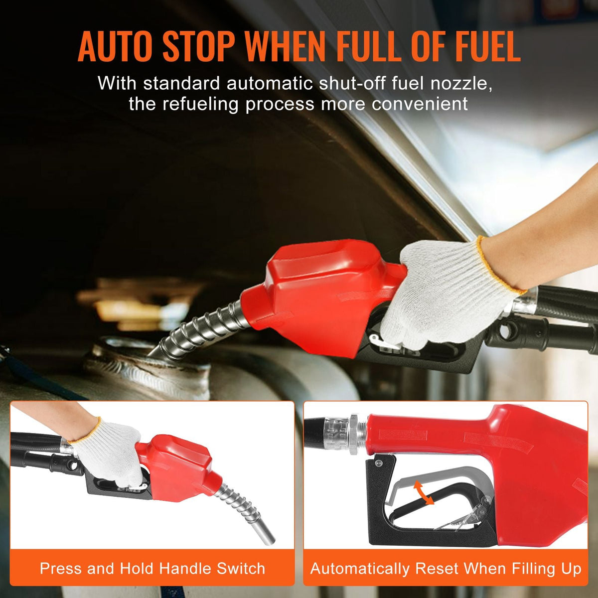 Fuel Transfer Pump, 12V DC 8 GPM 1/6 HP, Portable Electric Diesel Transfer Pump with Auto Shut-Off Fuel Nozzle, Long Inlet & Outlet Hose for Gasoline, Diesel, Kerosene, Methanol Blends