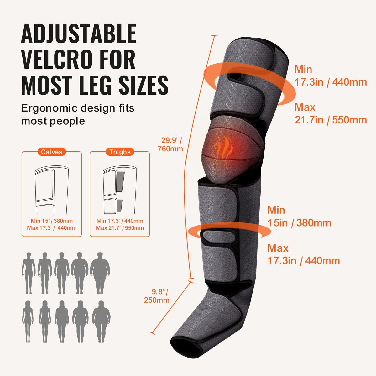 Full Leg Massager, Air Compression Leg Massager for Foot Calf Thigh Knee, 2 Knee Heating Levels, 3 Modes & 3 Intensities, Leg Compression Massage Boots for Circulation, Swelling and Pain Relief