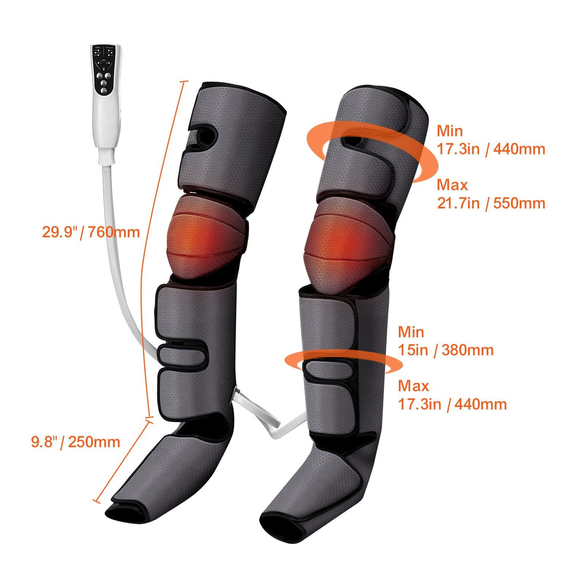 Full Leg Massager, Air Compression Leg Massager for Foot Calf Thigh Knee, 2 Knee Heating Levels, 3 Modes & 3 Intensities, Leg Compression Massage Boots for Circulation, Swelling and Pain Relief