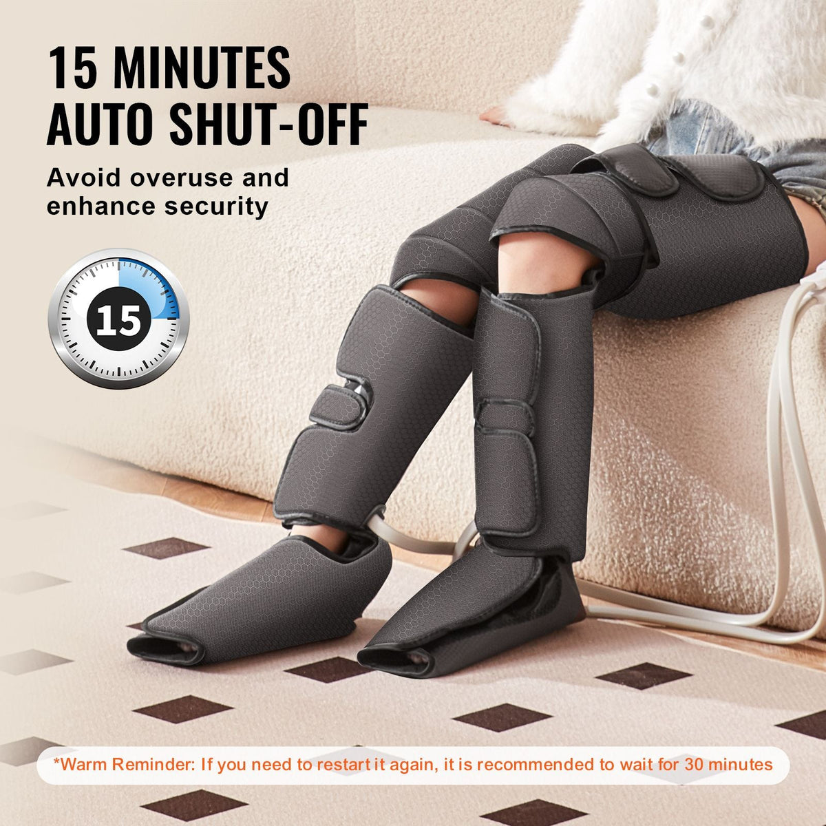 Full Leg Massager, Air Compression Leg Massager for Foot Calf Thigh Knee, 2 Knee Heating Levels, 3 Modes & 3 Intensities, Leg Compression Massage Boots for Circulation, Swelling and Pain Relief