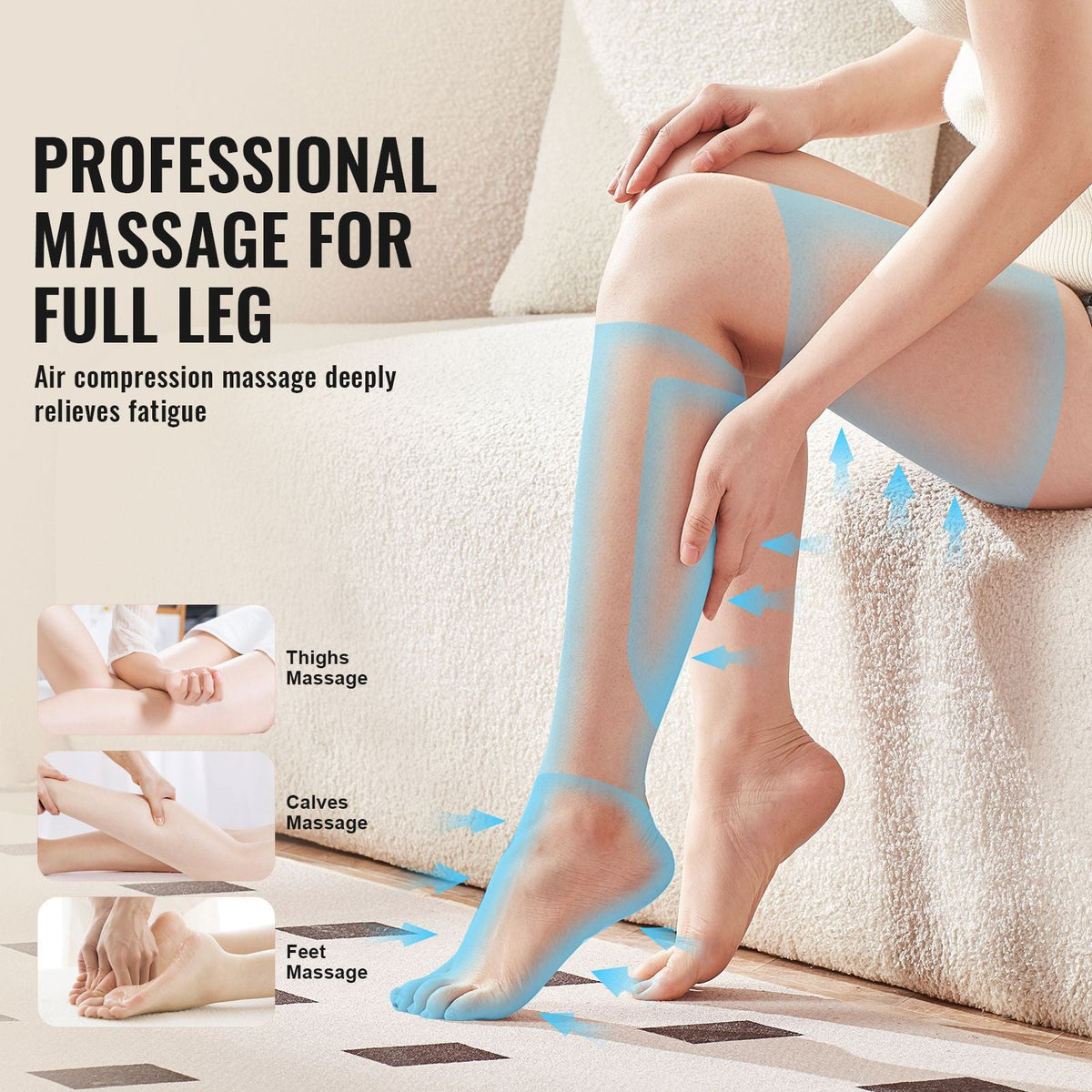 Full Leg Massager, Air Compression Leg Massager for Foot Calf Thigh Knee, 3 Modes & 3 Intensities, Leg Compression Massage Boots for Circulation, Relaxation, Pain Relief - Great Gift for Mom/Dad