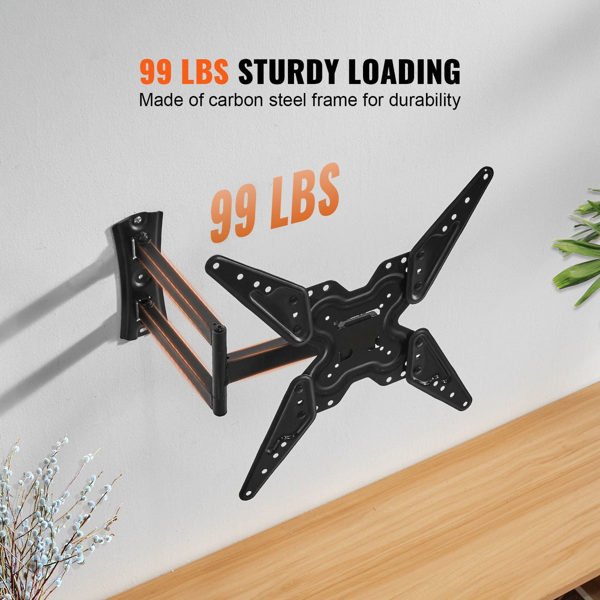 Full Motion TV Mount Fits for Most 26-55 inch TVs, Swivel Tilt Horizontal Adjustment TV Wall Mount Bracket with Articulating Arm, Max VESA 400x400mm , Holds up to 99 lbs