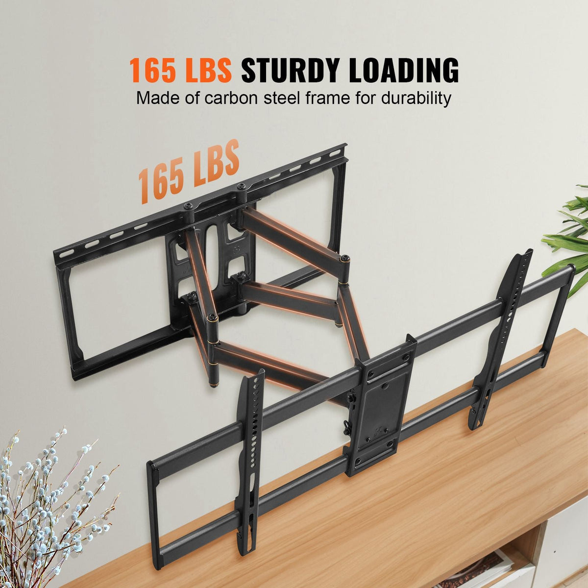 Full Motion TV Mount Fits for Most 37-90 inch TVs, Swivel Tilt Horizontal Adjustment TV Wall Mount Bracket with 4 Articulating Arms, Max VESA 600x400mm, Holds up to 165 lbs