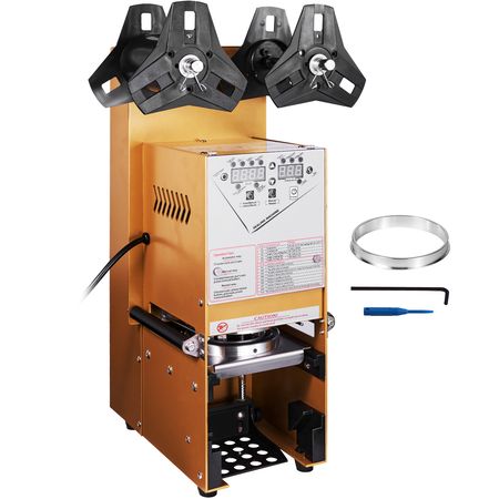 Fully Automatic Cup Sealing Machine, 500-650 Cups/H, Cup Sealer Machine for 180 mm Tall & 90/95 mm Cup, Electric Boba Tea Sealer with Digital Control LCD Panel for Bubble Milk Tea Coffee, Gold