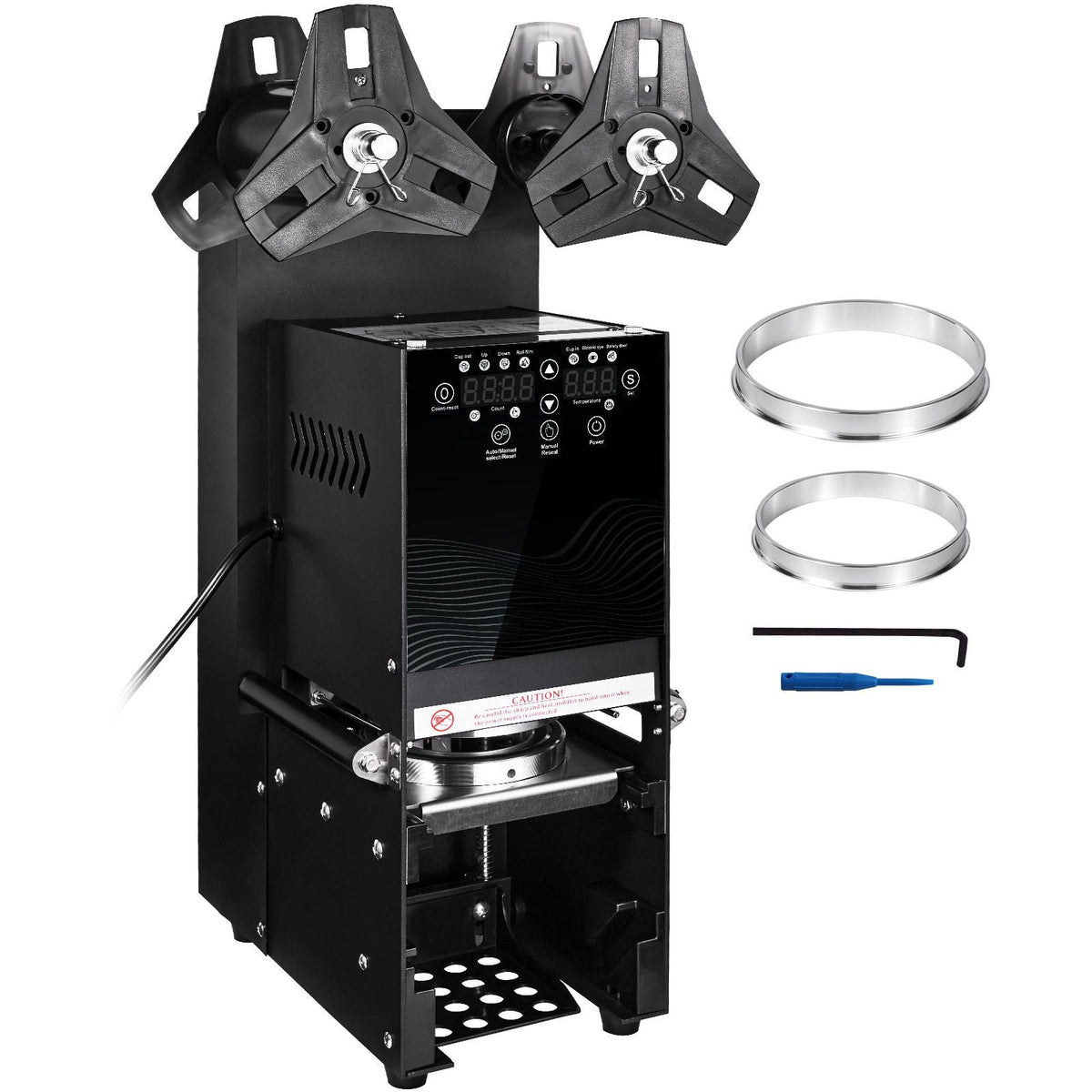 Fully Automatic Cup Sealing Machine, 500-650 Cups/H, Cup Sealer Machine for 180 mm Tall & 90/95 mm Cup, Electric Tea Sealer with Digital Control LCD Panel for Bubble Milk Tea Coffee, Black
