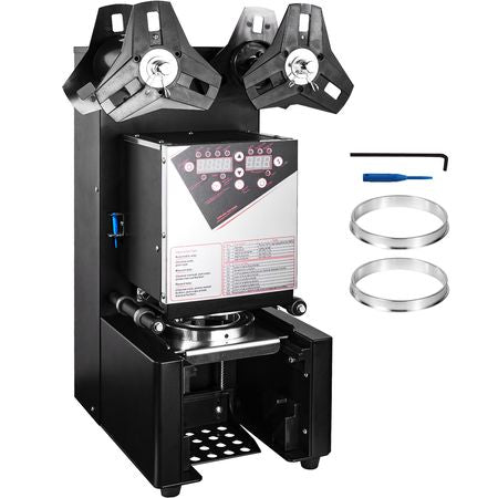 Fully Automatic Cup Sealing Machine, 500-650 Cups/H, Cup Sealer Machine for 190 mm Tall & 90/95 mm Cup, Electric Tea Sealer with Digital Control LCD Panel for Bubble Milk Tea Coffee, Black