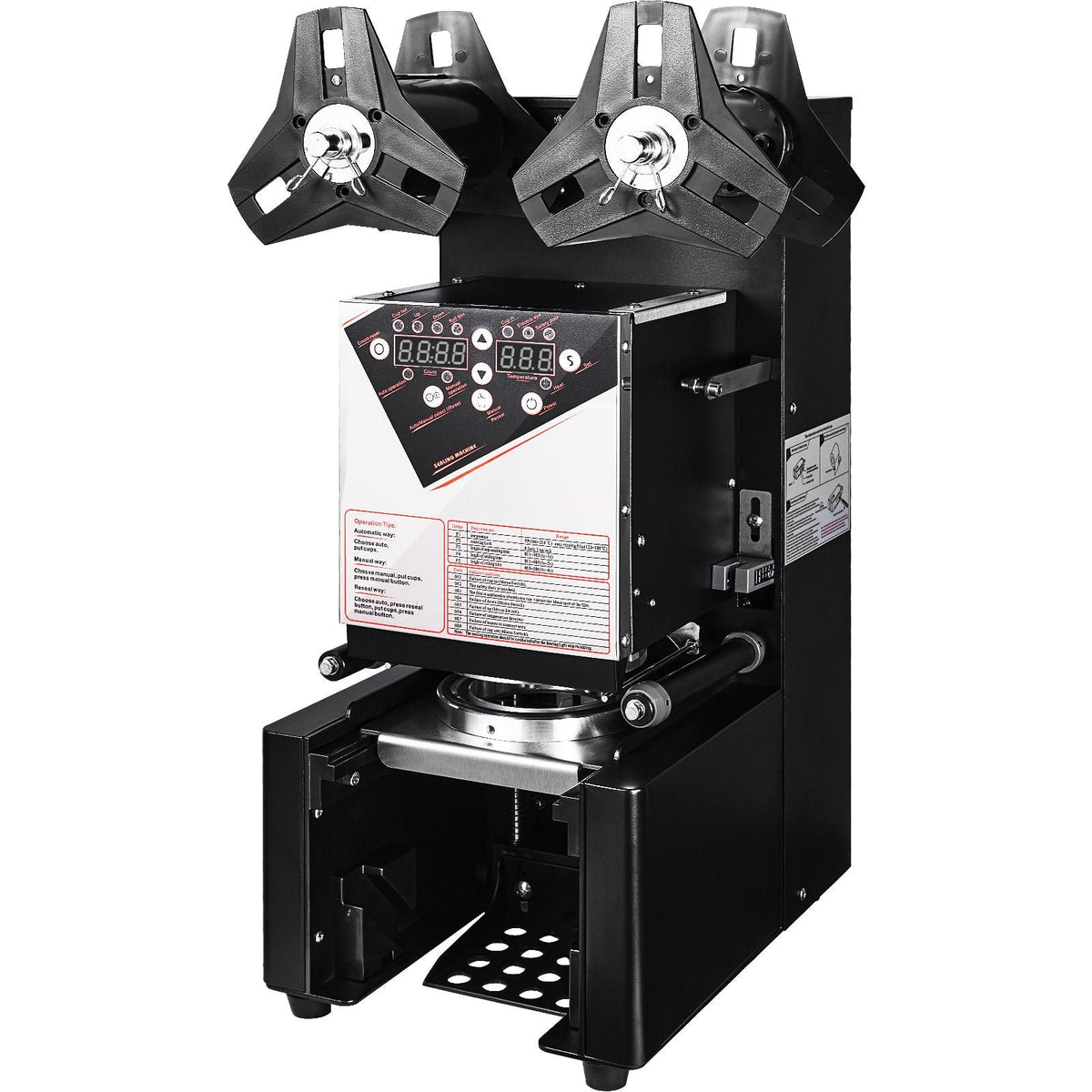 Fully Automatic Cup Sealing Machine, 500-650 Cups/H, Cup Sealer Machine for 190 mm Tall & 90/95 mm Cup, Electric Tea Sealer with Digital Control LCD Panel for Bubble Milk Tea Coffee, Black