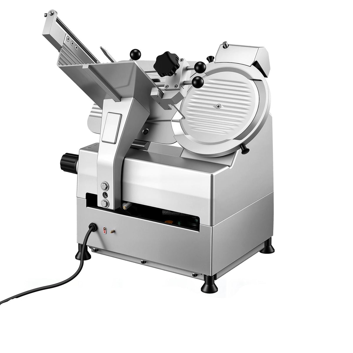 Fully Automatic Meat Slicer, 180W + 370W Commercial Food-Slicer with 10" Carbon Steel Blade, Built-In Sharpener & 0-0.3" Adjustable Thickness for Frozen Meat, Ham, Baguett, Steak