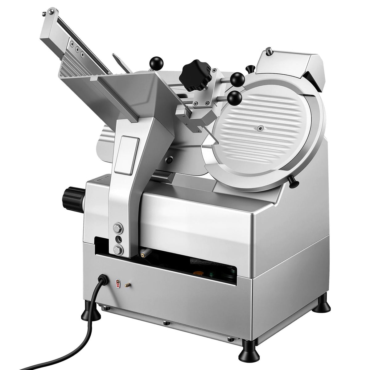 Fully Automatic Meat Slicer, 180W + 370W Commercial Food-Slicer with 10" Carbon Steel Blade, Built-In Sharpener & 0-0.3" Adjustable Thickness for Frozen Meat, Ham, Baguett, Steak