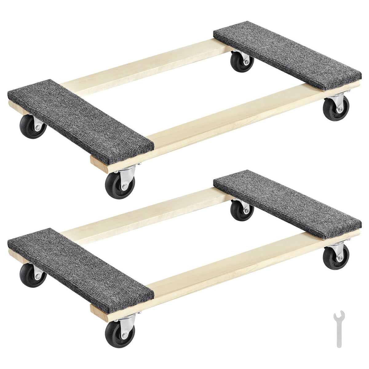 Furniture Dolly, 1000 lbs Each Load Capacity, 2 Packs, 18" x 30", 8 x 3" PP Swivel Casters, Heavy Duty Hardwood Furniture Moving Dolly, Mover's Dolly, Moving Cart with Wheels for Heavy Furniture