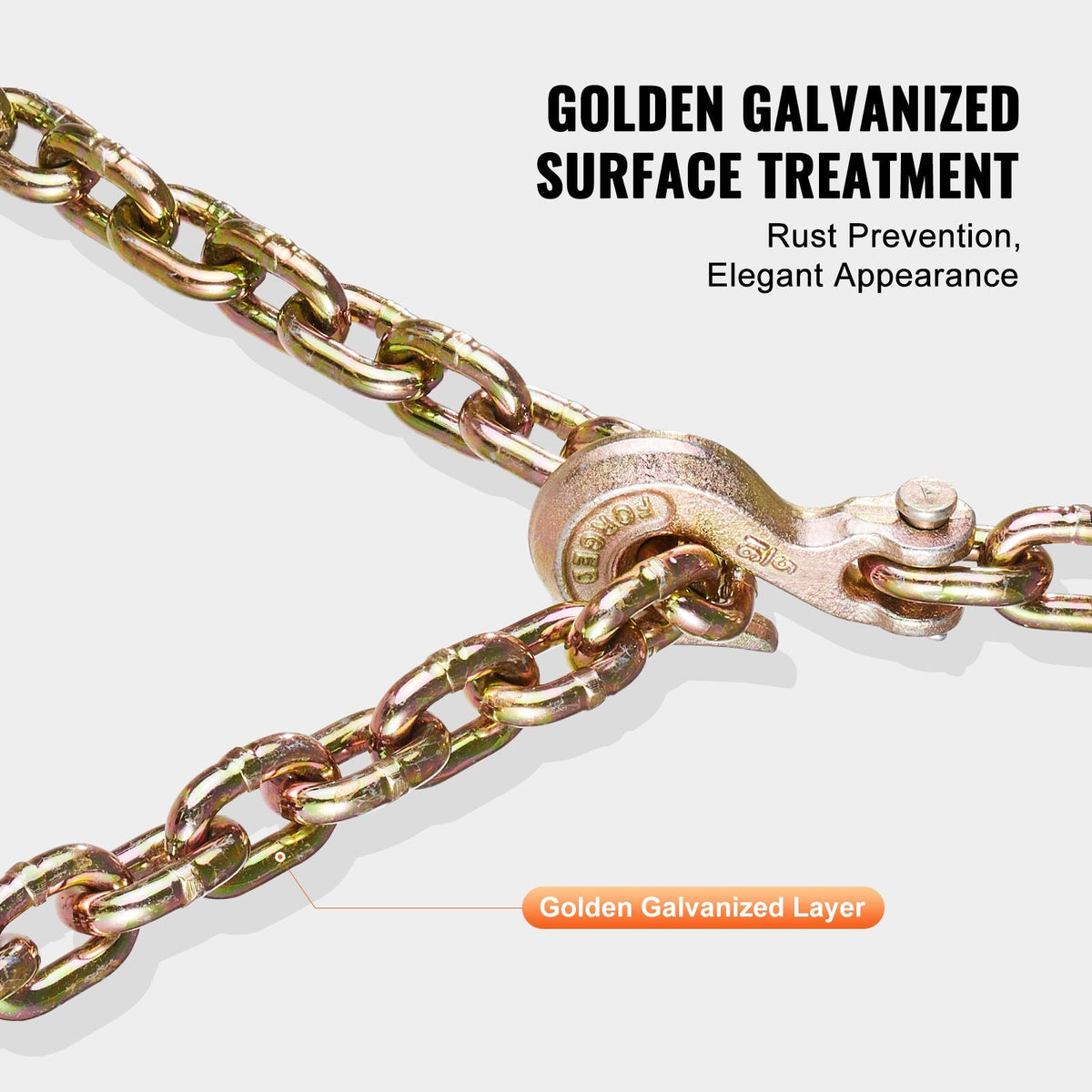 G80 Transport Binder Chain, 5/16" x 10.3' Tow Chain with Clevis Grab Hooks, 4900 lbs Safe Working Load, Heavy Duty Trailer Logging Chain for Transporting Towing Truck Tie Down Binding Equipment