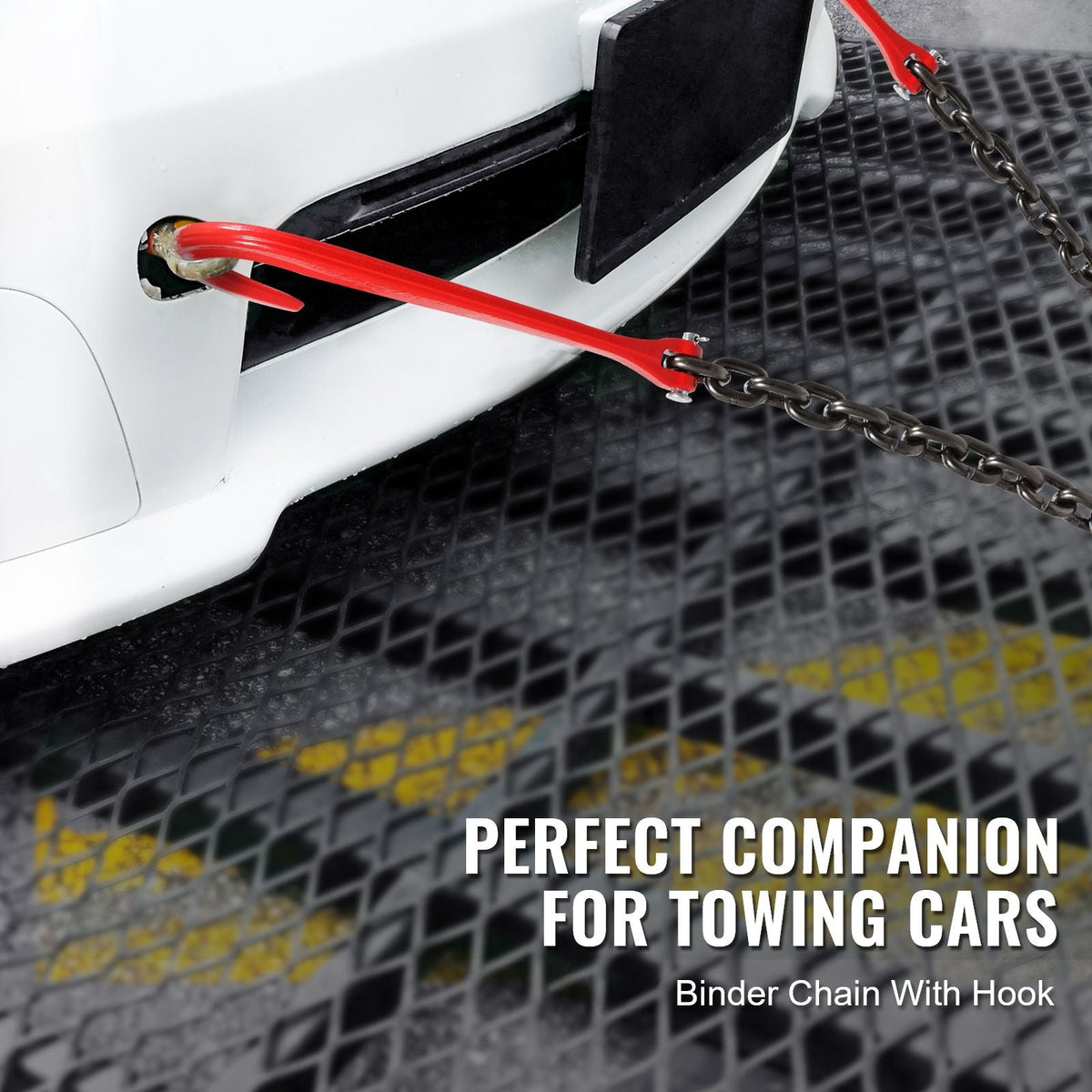 G80 V Bridle Chain, 3/8" x 3' Towing Chain Bridle with 15" J Hooks and Grab Hooks, Heavy Duty Transport Tow Chain Bridle with 7800 lbs Safe Working Load for Flatbed Trailer Wrecker Recovery