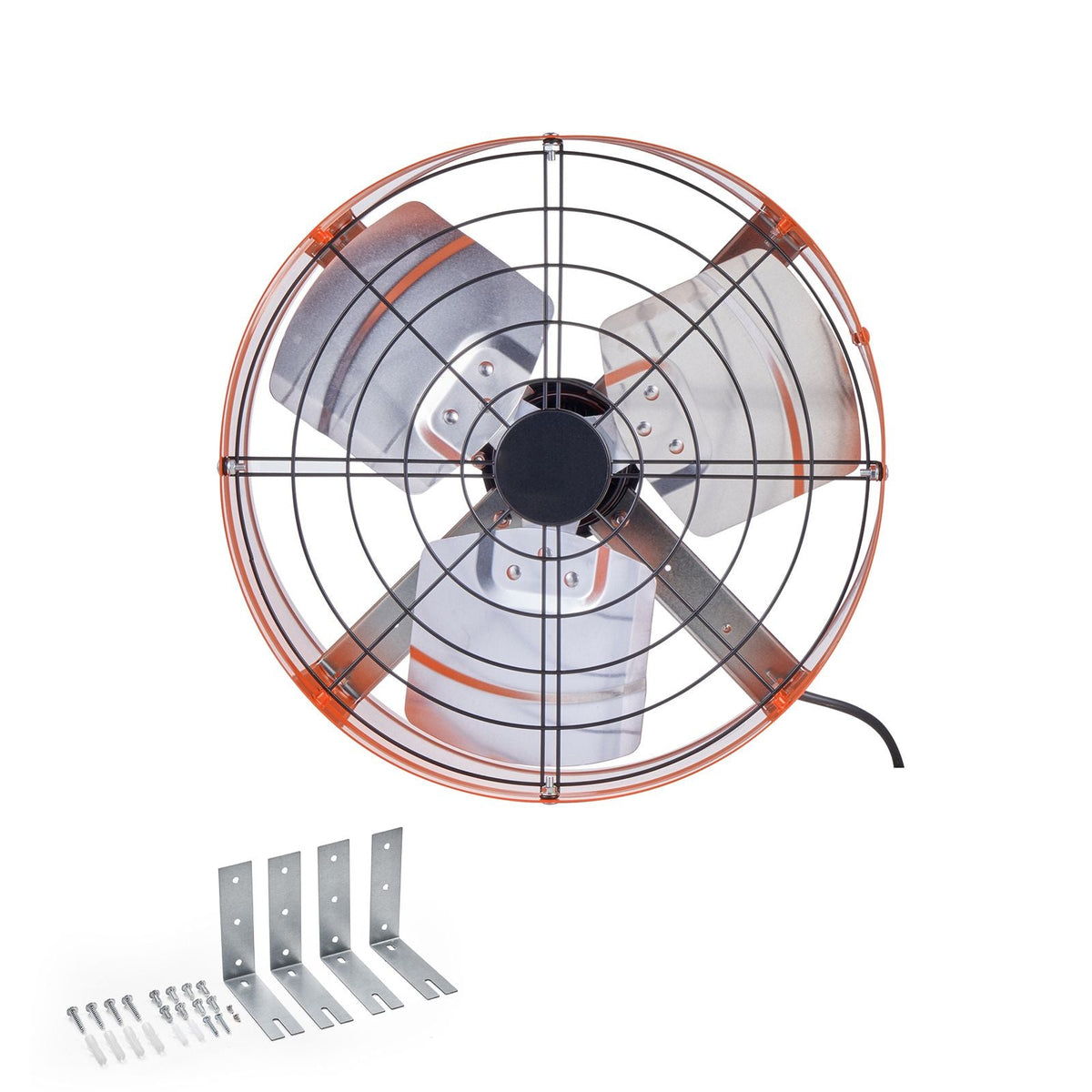 Gable Mount Fan, 15 Inch Attic Exhaust Fan with Adjustable Thermostat & Outer Mesh, 1650 CFM House Ventilator Cools Up to 2360 Sq.Ft, Quiet Ventilation for Roof, Garage & Shop, Vibrant Orange