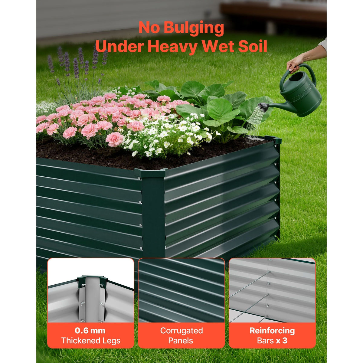 Galvanized Raised Garden Bed, 6.67 x 3.35 x 1.51 ft, Rectangular Metal Planter Box Kit Outdoor, Rustproof Elevated Planting Box with Gloves, Alu-Zinc, for Growing Flowers Vegetables, Dark Green