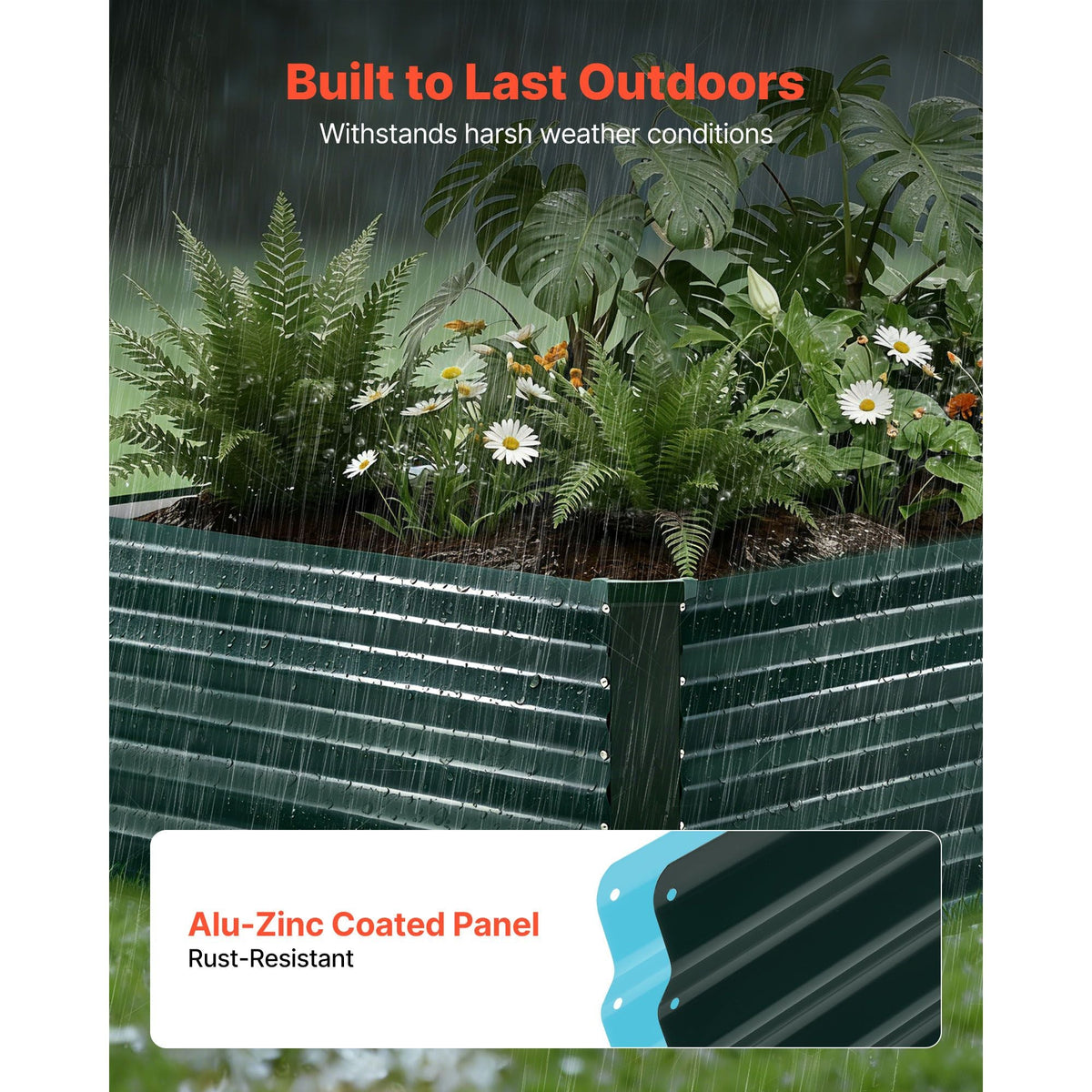 Galvanized Raised Garden Bed, 6.67 x 3.35 x 1.51 ft, Rectangular Metal Planter Box Kit Outdoor, Rustproof Elevated Planting Box with Gloves, Alu-Zinc, for Growing Flowers Vegetables, Dark Green