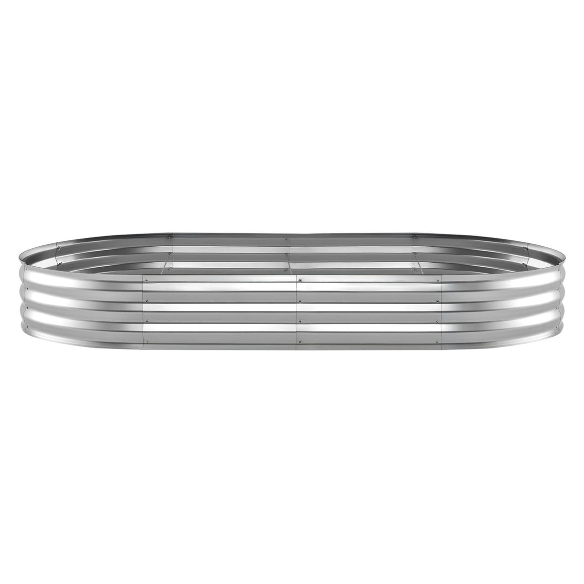 Galvanized Raised Garden Bed, 8 x 4 x 1 ft, Oval Metal Planter Box Kit Outdoor, Bottomless Elevated Garden Box with Gloves, Rustproof Alu-Zinc, for Planting Flowers Fruits Vegetables, Silver