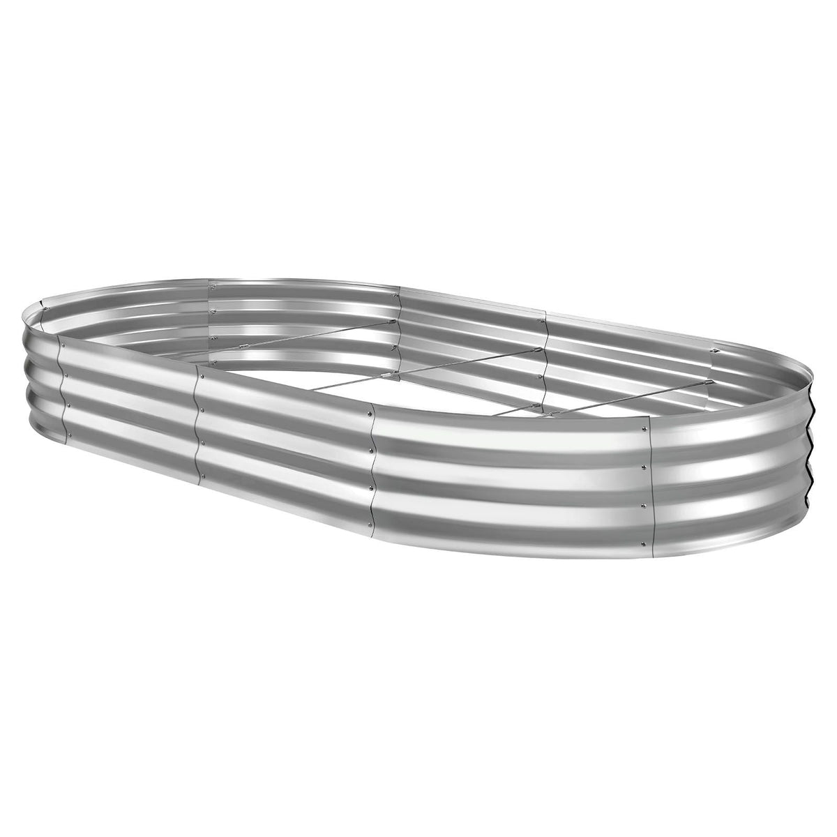Galvanized Raised Garden Bed, 8 x 4 x 1 ft, Oval Metal Planter Box Kit Outdoor, Bottomless Elevated Garden Box with Gloves, Rustproof Alu-Zinc, for Planting Flowers Fruits Vegetables, Silver