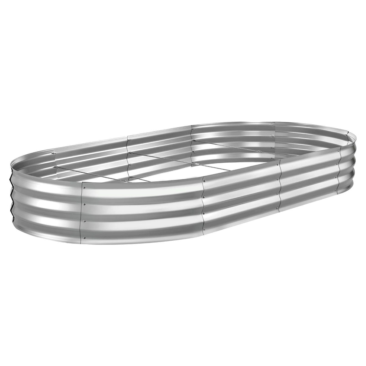 Galvanized Raised Garden Bed, 8 x 4 x 1 ft, Oval Metal Planter Box Kit Outdoor, Bottomless Elevated Garden Box with Gloves, Rustproof Alu-Zinc, for Planting Flowers Fruits Vegetables, Silver