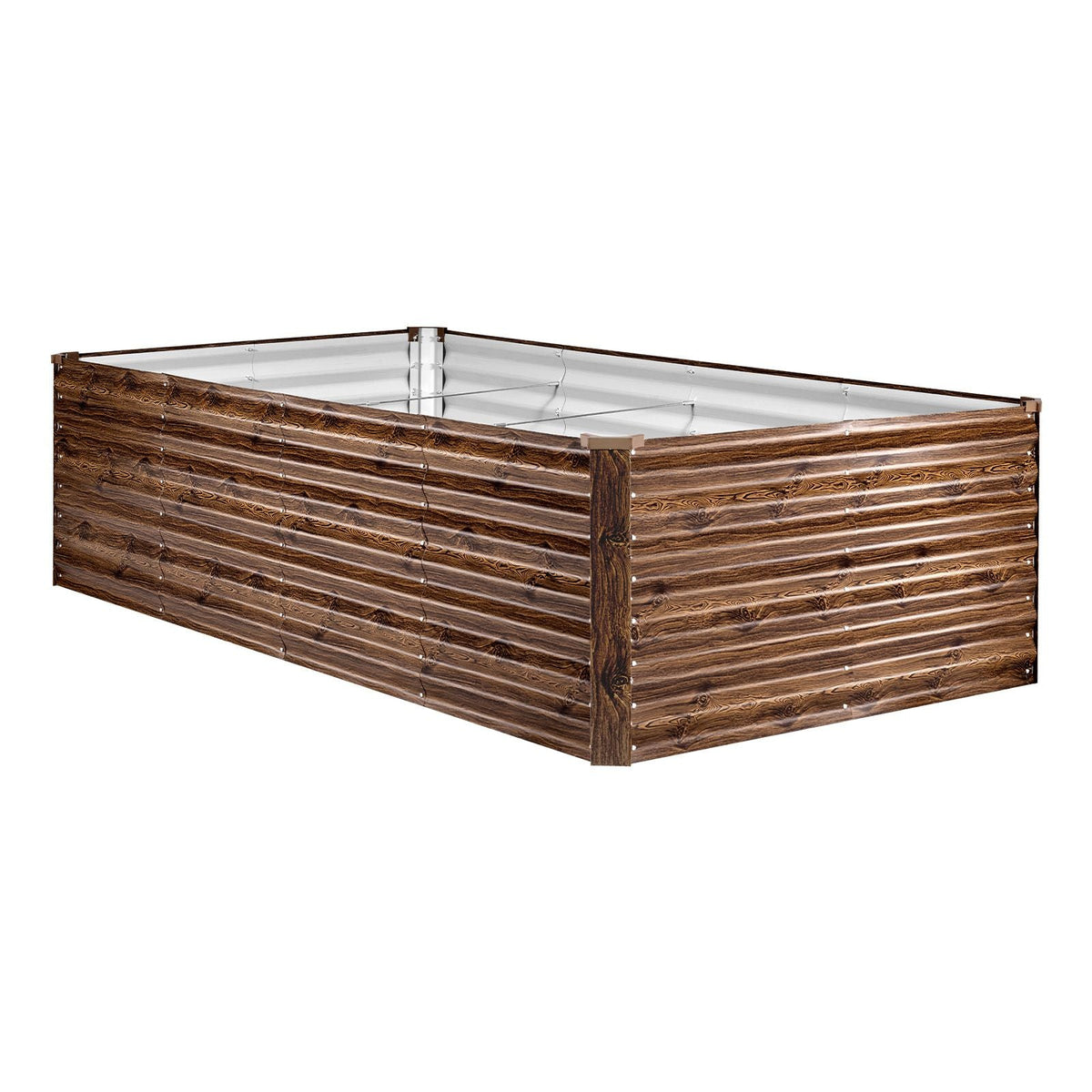 Galvanized Raised Garden Bed, 8 x 4 x 2 ft, Rectangular Metal Planter Box Kit Outdoor, Bottomless Elevated Planting Box with Gloves, Alu-Zinc, for Growing Flowers Vegetables, Deep Wood Grain