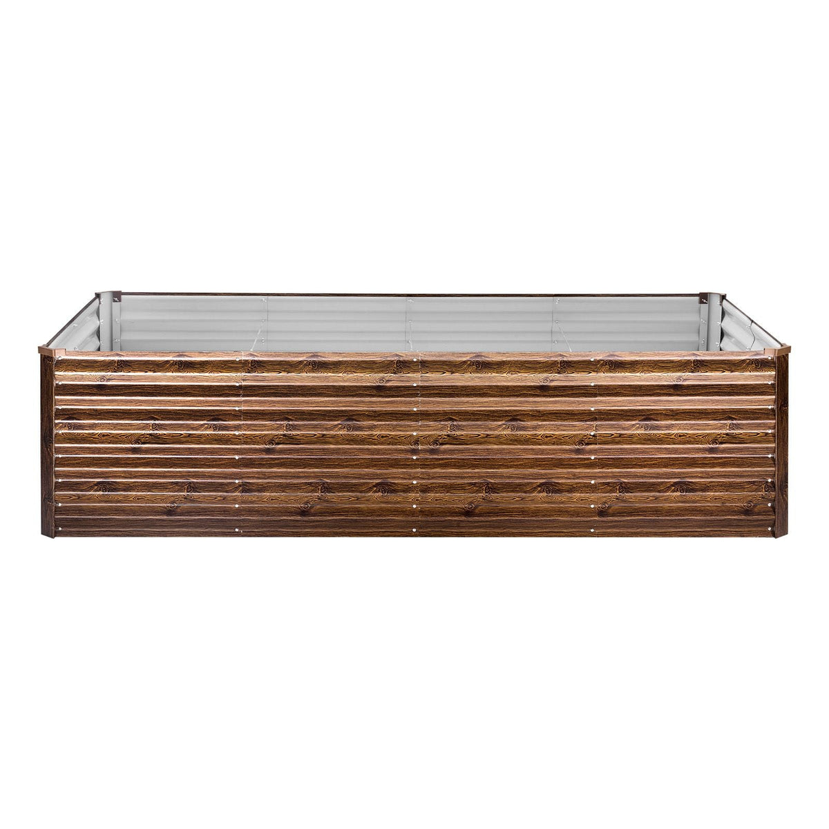 Galvanized Raised Garden Bed, 8 x 4 x 2 ft, Rectangular Metal Planter Box Kit Outdoor, Bottomless Elevated Planting Box with Gloves, Alu-Zinc, for Growing Flowers Vegetables, Deep Wood Grain