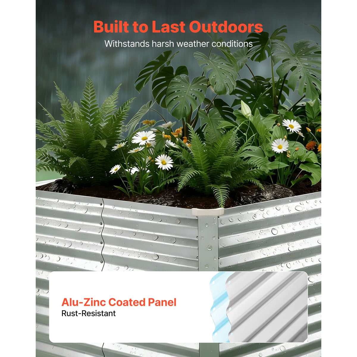 Galvanized Raised Garden Bed, 8 x 4 x 3 ft, Rectangular Metal Planter Box Kit Outdoor, Bottomless Elevated Planting Box with Gloves, Rustproof Alu-Zinc, for Growing Flowers Vegetables, Silver
