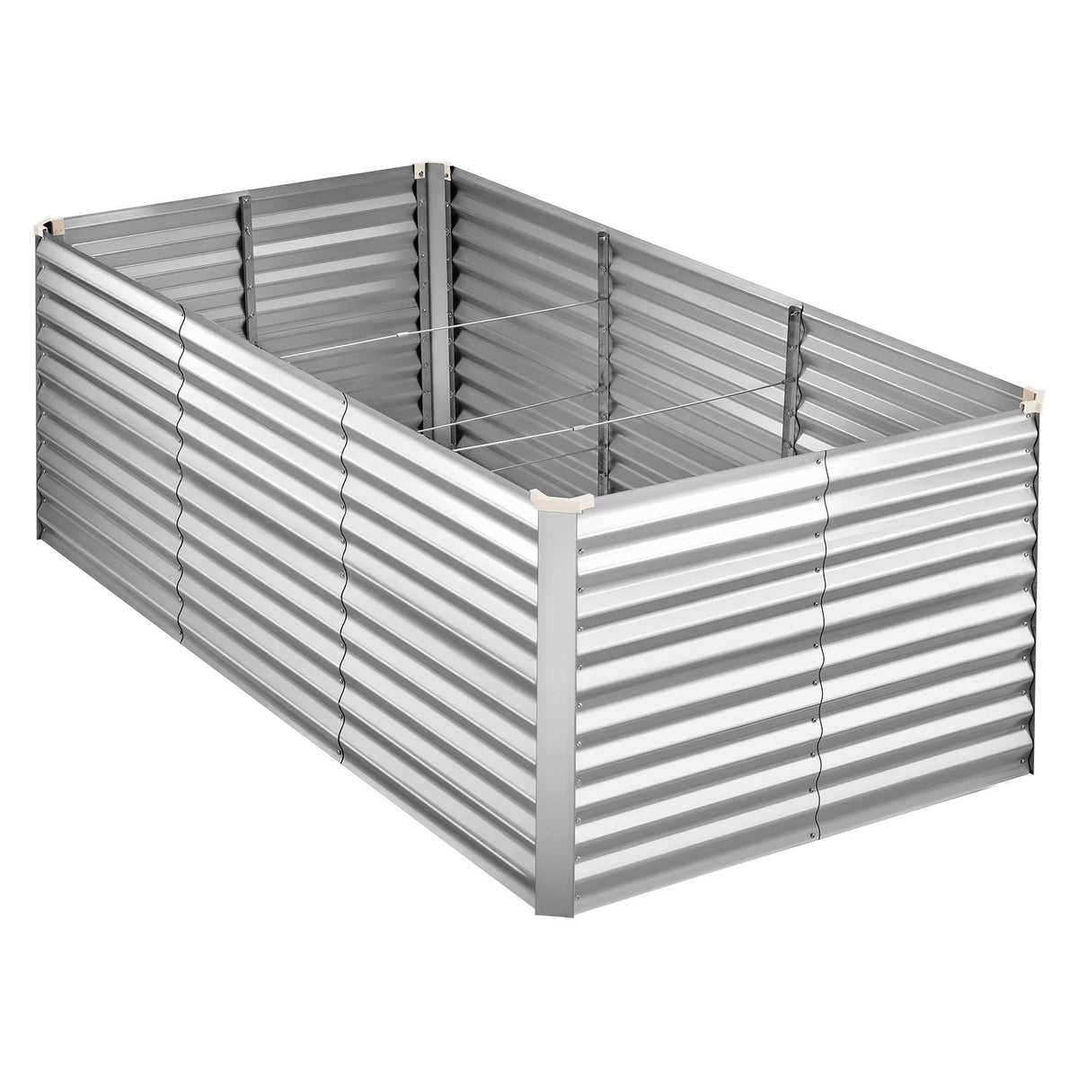 Galvanized Raised Garden Bed, 8 x 4 x 3 ft, Rectangular Metal Planter Box Kit Outdoor, Bottomless Elevated Planting Box with Gloves, Rustproof Alu-Zinc, for Growing Flowers Vegetables, Silver