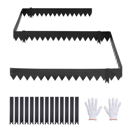 Galvanized Steel Landscape Edging, 12-Pack 40 x 6 Inch Metal Edging for Landscaping with 14 Mounting Clips, Heavy Duty Metal Garden Edge Border for Flower Bed, Yard Pathway, Black