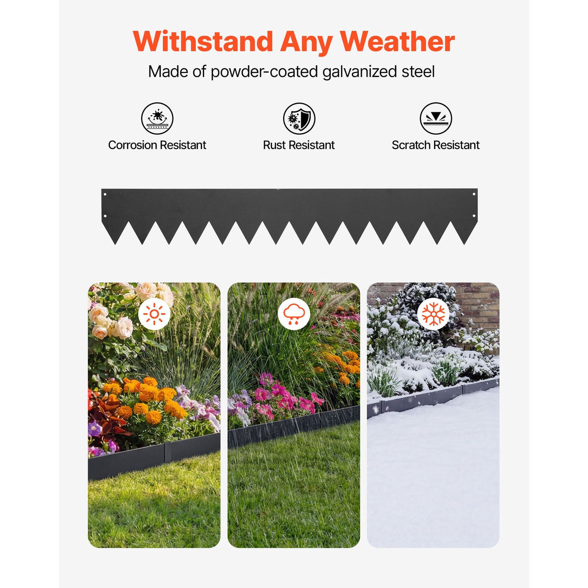 Galvanized Steel Landscape Edging, 12-Pack 40 x 6 Inch Metal Edging for Landscaping with 14 Mounting Clips, Heavy Duty Metal Garden Edge Border for Flower Bed, Yard Pathway, Black
