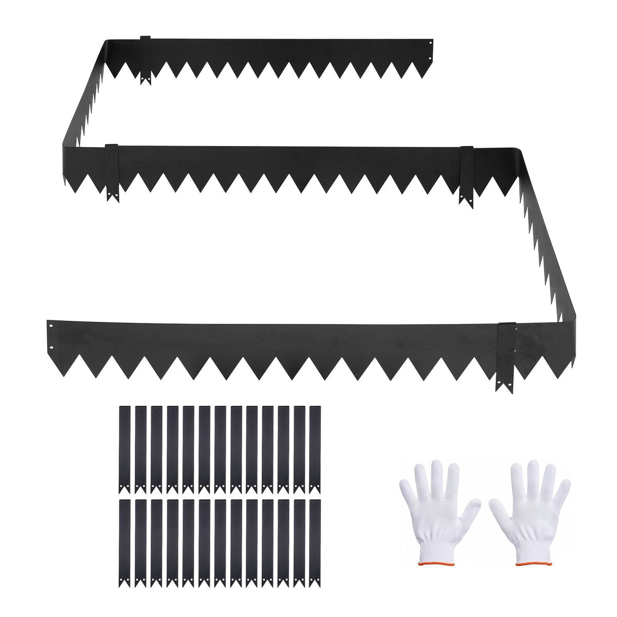 Galvanized Steel Landscape Edging, 30-Pack 40 x 6 Inch Metal Edging for Landscaping with 32 Mounting Clips, Heavy Duty Metal Garden Edge Border for Flower Bed, Yard Pathway, Black
