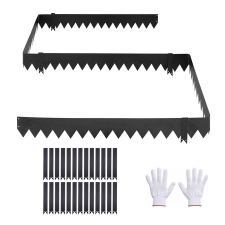 Galvanized Steel Landscape Edging, 30-Pack 40 x 6 Inch Metal Edging for Landscaping with 32 Mounting Clips, Heavy Duty Metal Garden Edge Border for Flower Bed, Yard Pathway, Black