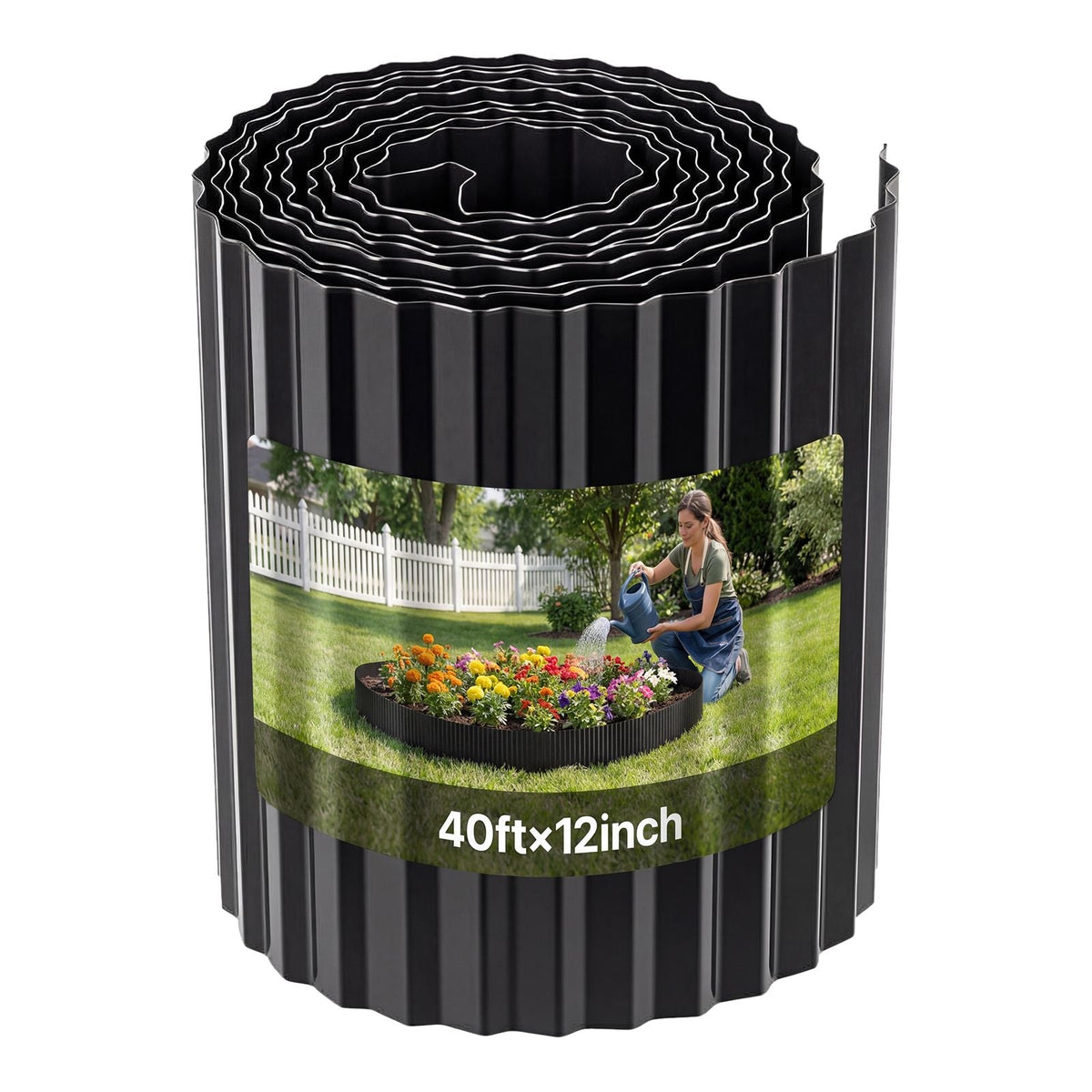 Galvanized Steel Landscape Edging, 40 ft x 12 in Metal Edging for Landscaping with Gloves, Easy-to-Install Bendable Metal Strips, Heavy Duty Metal Garden Edge Border for Flower Bed, Yard Pathway