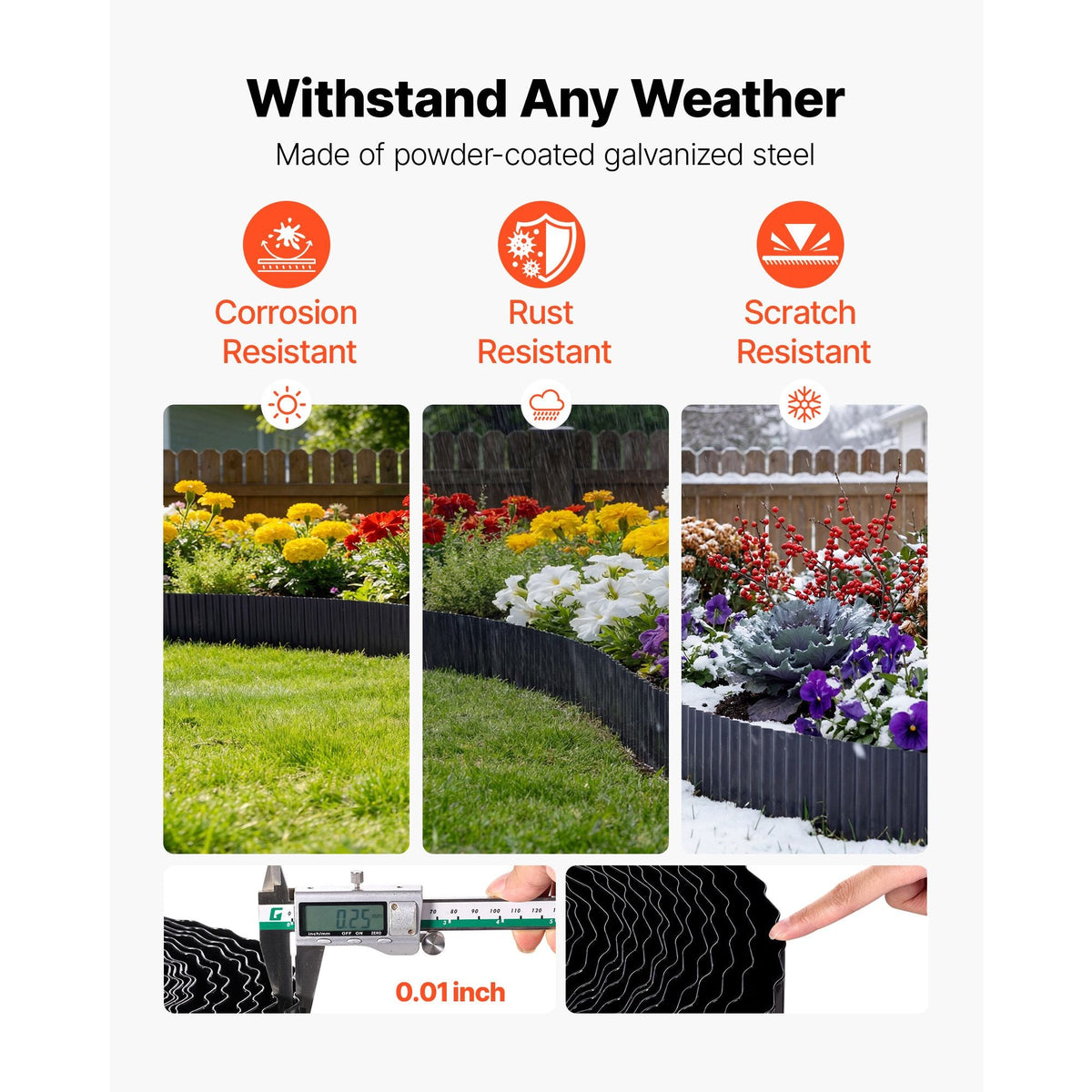 Galvanized Steel Landscape Edging, 40 ft x 12 in Metal Edging for Landscaping with Gloves, Easy-to-Install Bendable Metal Strips, Heavy Duty Metal Garden Edge Border for Flower Bed, Yard Pathway