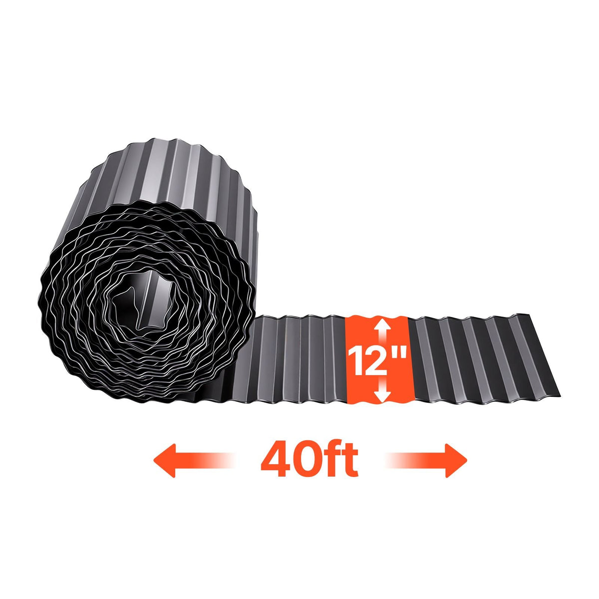 Galvanized Steel Landscape Edging, 40 ft x 12 in Metal Edging for Landscaping with Gloves, Easy-to-Install Bendable Metal Strips, Heavy Duty Metal Garden Edge Border for Flower Bed, Yard Pathway