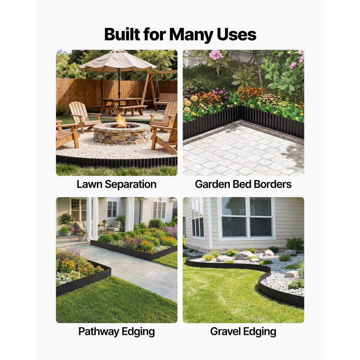 Galvanized Steel Landscape Edging, 40 ft x 12 in Metal Edging for Landscaping with Gloves, Easy-to-Install Bendable Metal Strips, Heavy Duty Metal Garden Edge Border for Flower Bed, Yard Pathway