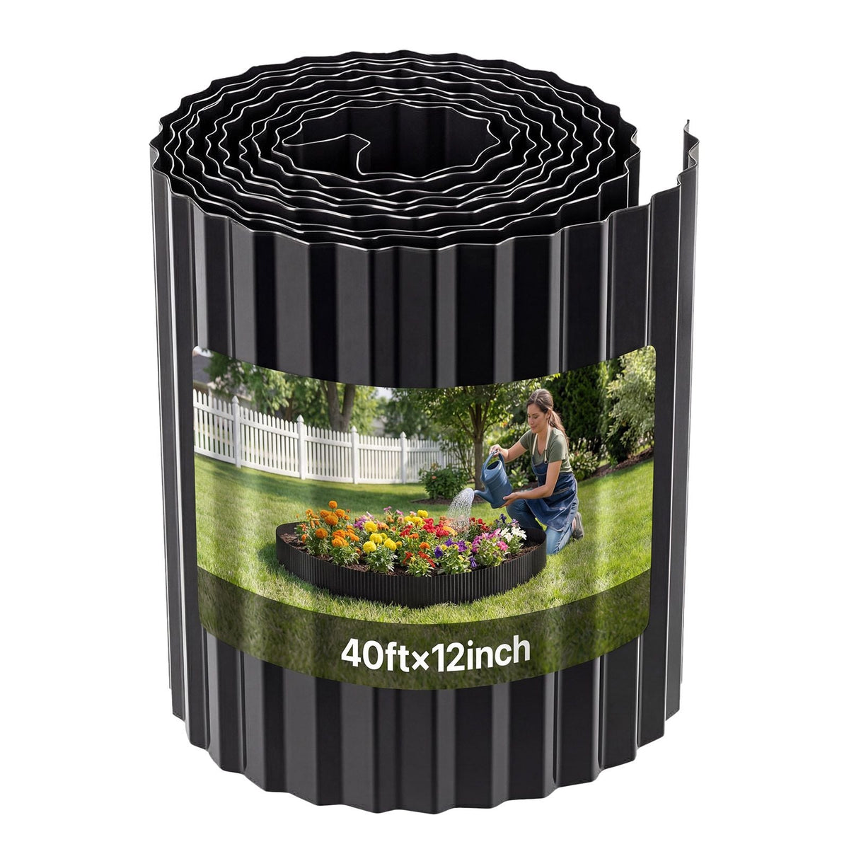 Galvanized Steel Landscape Edging, 40 ft x 12 in Metal Edging for Landscaping with Gloves, Easy-to-Install Bendable Metal Strips, Heavy Duty Metal Garden Edge Border for Flower Bed, Yard Pathway