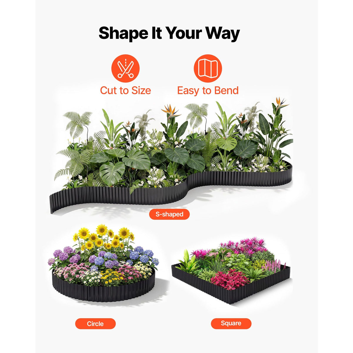 Galvanized Steel Landscape Edging, 40 ft x 12 in Metal Edging for Landscaping with Gloves, Easy-to-Install Bendable Metal Strips, Heavy Duty Metal Garden Edge Border for Flower Bed, Yard Pathway