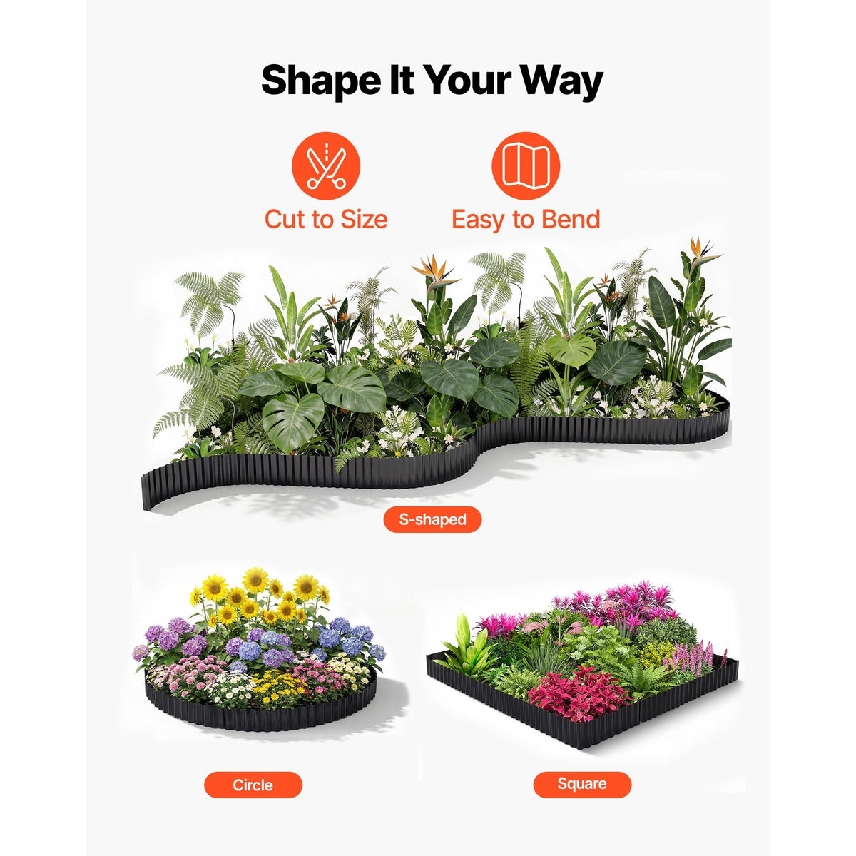 Galvanized Steel Landscape Edging, 40 ft x 6 in Metal Edging for Landscaping with Gloves, Easy-to-Install Bendable Metal Strips, Heavy Duty Metal Garden Edge Border for Flower Bed, Yard Pathway