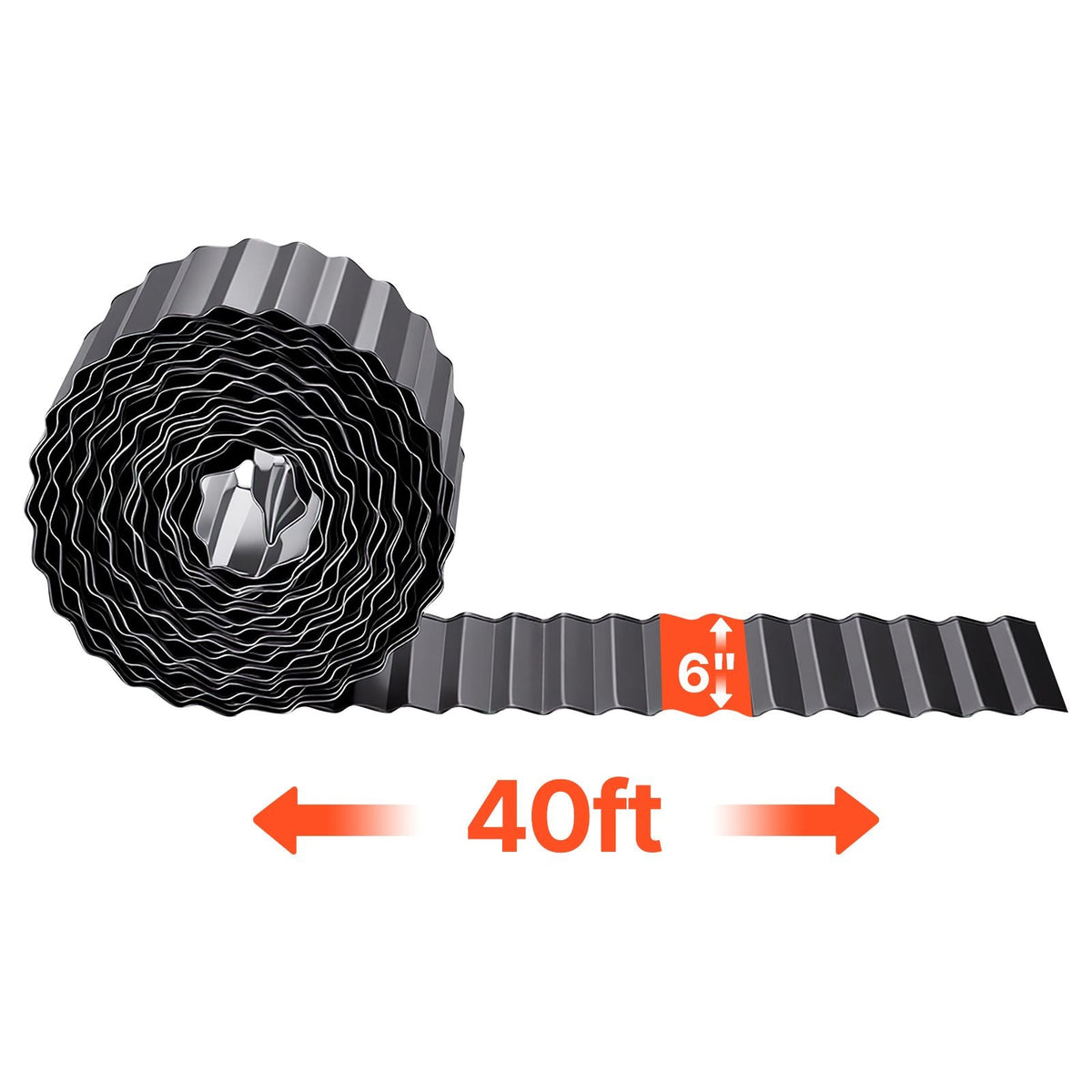 Galvanized Steel Landscape Edging, 40 ft x 6 in Metal Edging for Landscaping with Gloves, Easy-to-Install Bendable Metal Strips, Heavy Duty Metal Garden Edge Border for Flower Bed, Yard Pathway