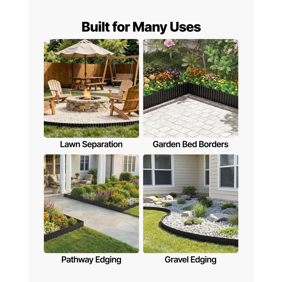 Galvanized Steel Landscape Edging, 40 ft x 6 in Metal Edging for Landscaping with Gloves, Easy-to-Install Bendable Metal Strips, Heavy Duty Metal Garden Edge Border for Flower Bed, Yard Pathway