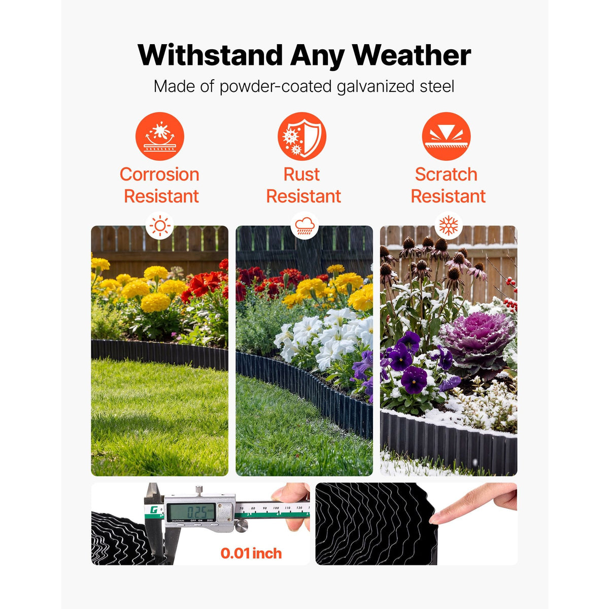 Galvanized Steel Landscape Edging, 40 ft x 6 in Metal Edging for Landscaping with Gloves, Easy-to-Install Bendable Metal Strips, Heavy Duty Metal Garden Edge Border for Flower Bed, Yard Pathway