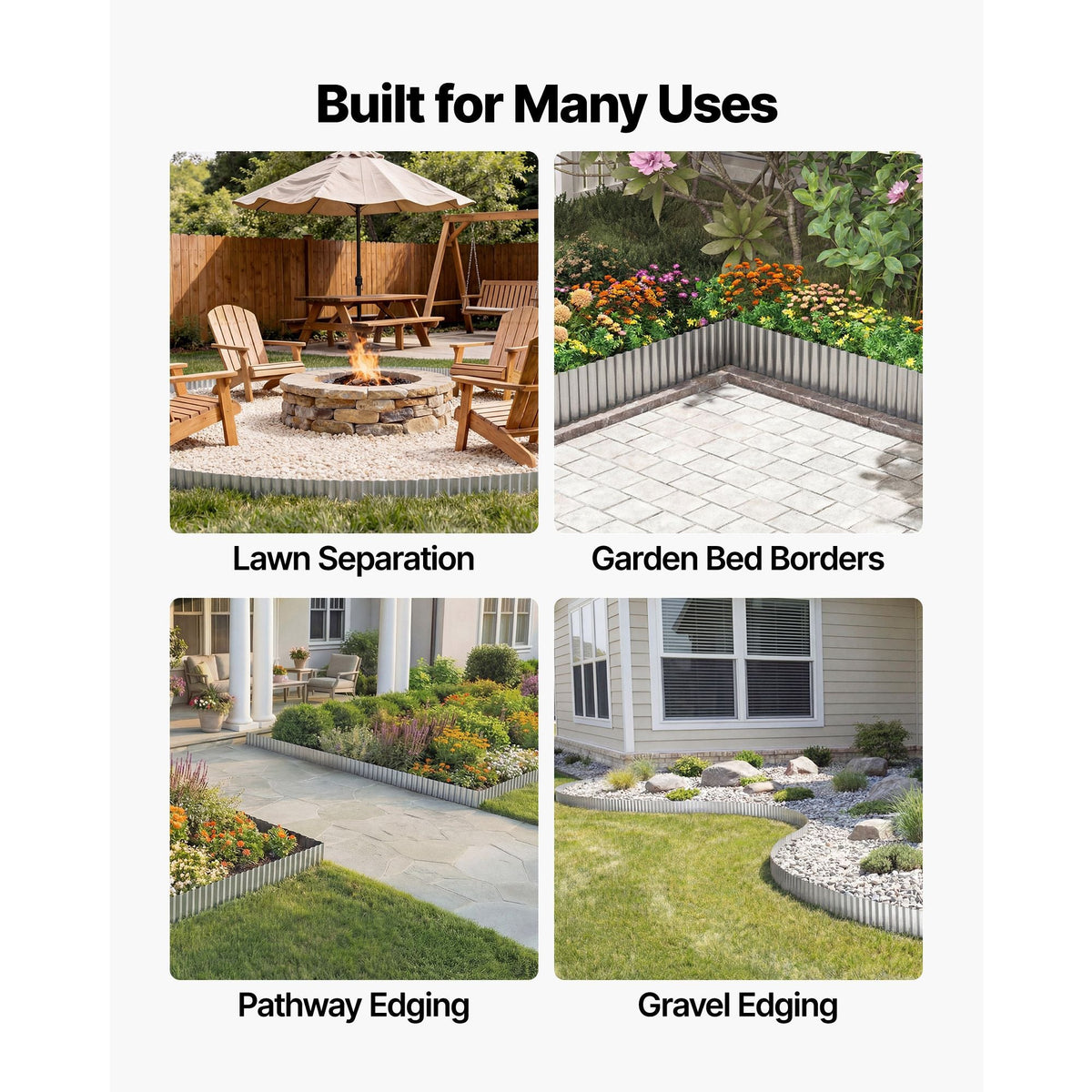 Galvanized Steel Landscape Edging, 50 ft x 6 in Metal Edging for Landscaping with Gloves, Easy-to-Install Bendable Metal Strips, Heavy Duty Metal Garden Edge Border for Flower Bed, Yard Pathway