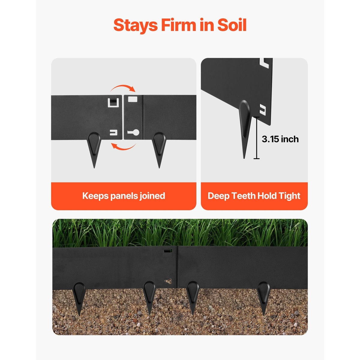 Galvanized Steel Landscape Edging, 6-Pack 40 x 8.15 Inch Metal Edging for Landscaping with Gloves, Easy-to-Install, Heavy Duty Metal Garden Edge Border for Flower Bed, Yard Pathway