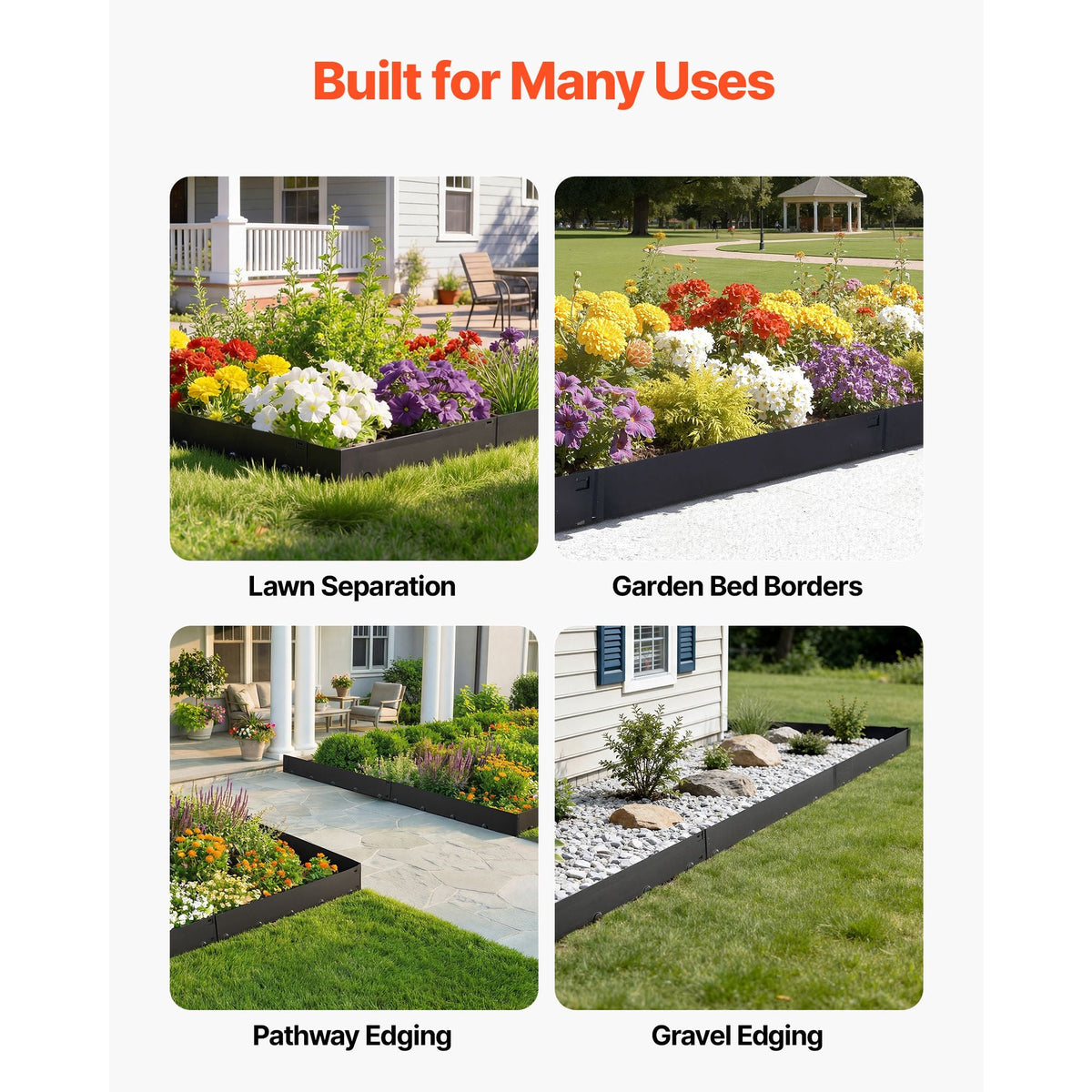 Galvanized Steel Landscape Edging, 6-Pack 40 x 8.15 Inch Metal Edging for Landscaping with Gloves, Easy-to-Install, Heavy Duty Metal Garden Edge Border for Flower Bed, Yard Pathway