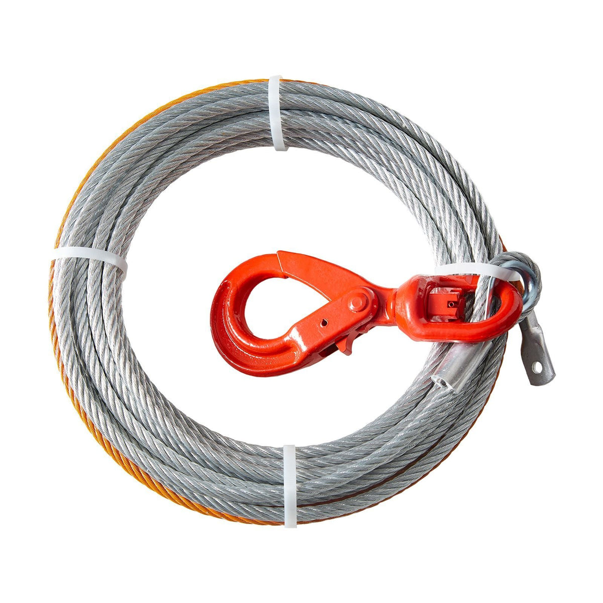 Galvanized Steel Winch Cable, 3/8 Inch x 100 Feet 15,200 lbs Breaking Strength, Wire Winch Rope with Swivel Hook, Towing Cable Heavy Duty, Universal Fit for SUV, Large Off-Road Vehicle, Truck