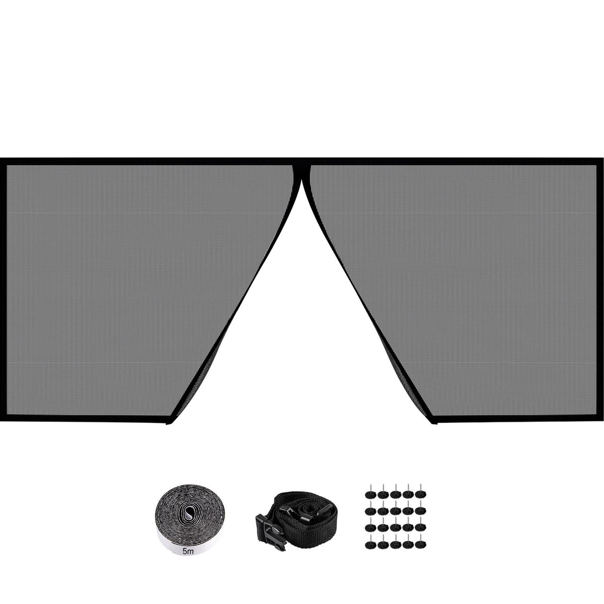 Garage Door Screen, 16 x 7 ft for 2 Cars, 5.2 lbs Heavy-Duty Fiberglass Mesh for Quick Entry with Self Sealing Magnet and Weighted Bottom, Kids / Pets Friendly, Easy to Install and Retractable
