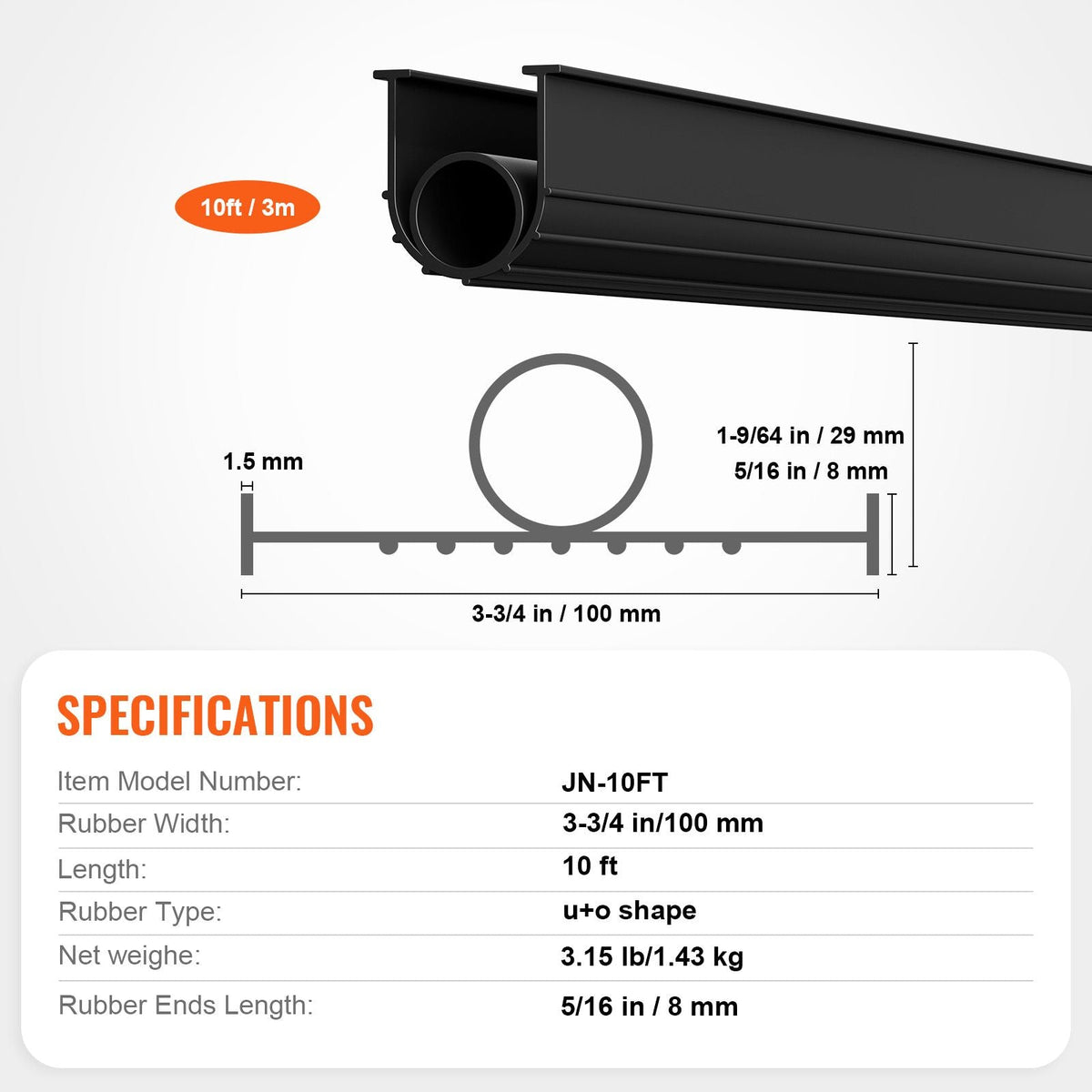 Garage Door Threshold and Bottom Seals Kit, 10 FT U Shape+O Ring Universal Garage Door Bottom Seal Weatherstrip PVC, Combine with Weatherproof Garage Threshold Seal Strip with Adhesive, Black