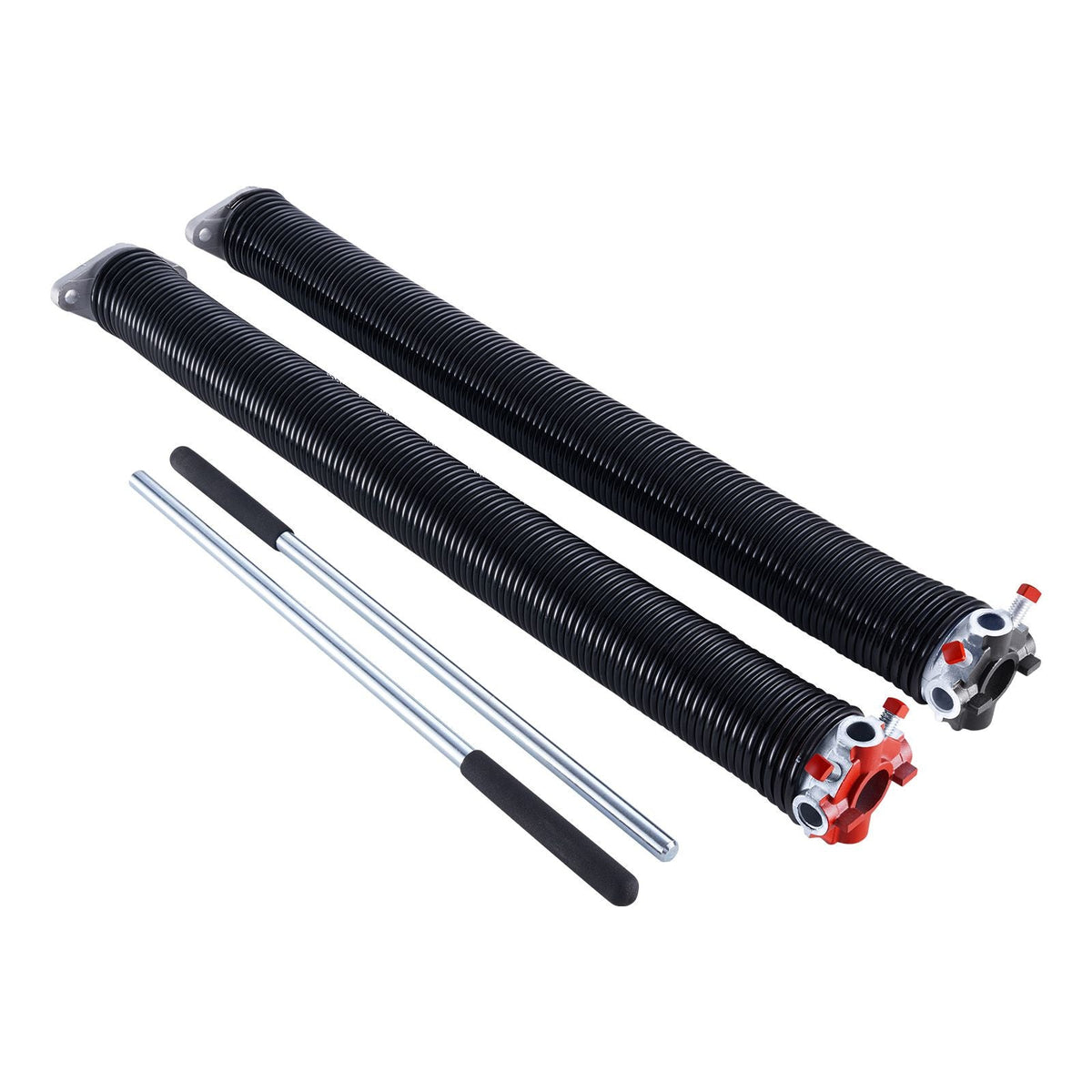 Garage Door Torsion Springs, Pair of 0.207 x 2 x 24 in, 16000 Cycles, Electrophoresis Black Coated for Replacement, Garage Door Springs with Non-Slip Winding Bars, Gloves and Mounting Wrench