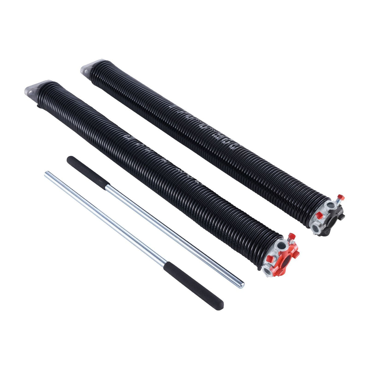 Garage Door Torsion Springs, Pair of 0.225 x 2 x 24 in, 16000 Cycles, Electrophoresis Black Coated for Replacement, Garage Door Springs with Non-Slip Winding Bars, Gloves and Mounting Wrench