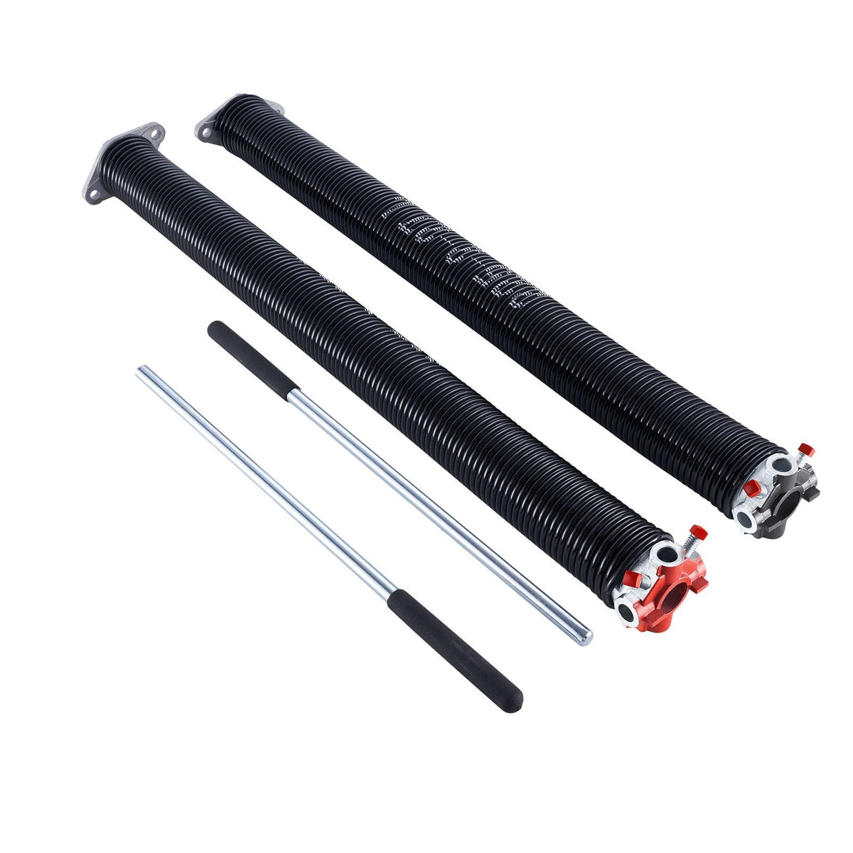 Garage Door Torsion Springs, Pair of 0.225 x 2 x 27 in, 16000 Cycles, Electrophoresis Black Coated for Replacement, Garage Door Springs with Non-Slip Winding Bars, Gloves and Mounting Wrench