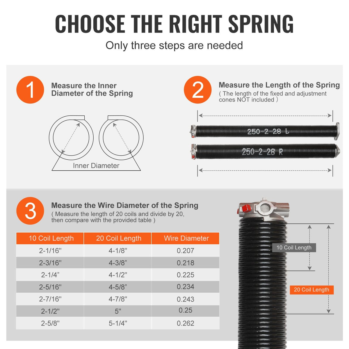 Garage Door Torsion Springs, Pair of 0.25 x 2 x 28inch, Garage Door Springs with Non-Slip Winding Bars, 16000 Cycles, Gloves and Mounting Wrench, Electrophoresis Coated for Replacement